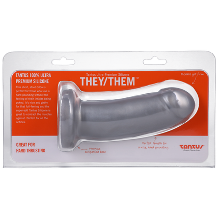 They/Them  Super Soft Silicone Dildo Silver