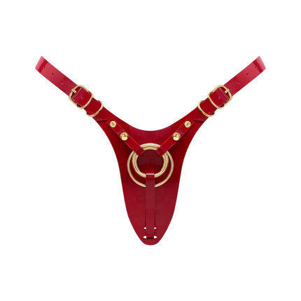 LEATHERETTE HARNESS FABULOUS - ONE SIZE - RED GLOSSY