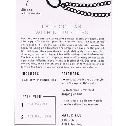 Lace Collar with Nipple Ties - Black