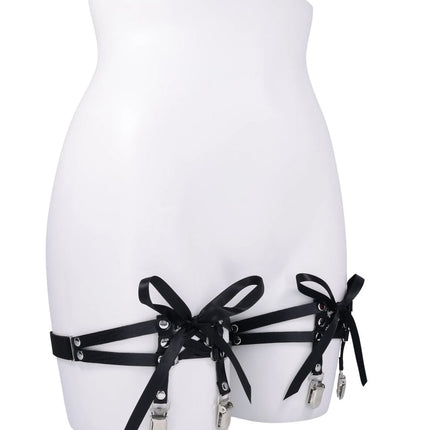 Laced Up Garters - Black