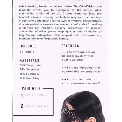 Veiled Vision Lace Blindfold - Black