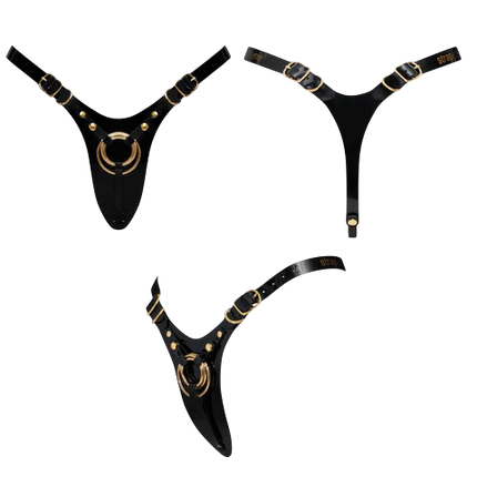LEATHERETTE HARNESS FABULOUS - ONE SIZE - BLACK GLOSSY