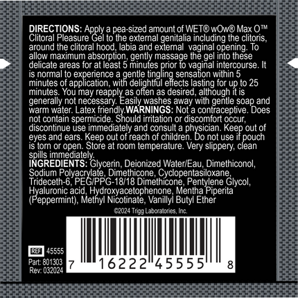 wOw Max O Clitoral Pleasure Gel 0.03 Fl. Oz. / 1 ml