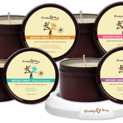Earthly Body at Night Aphrodisiac PrePack Bath Fizzers and Candles 16pcs plus tester and candle warmer