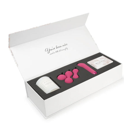 Nice and Naughty Gift Set: White, Pink - Candle, Ami, G-Spot Bullet, Treat Cards