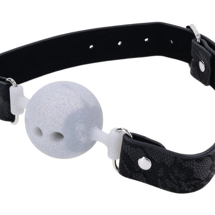 Lace Silicone Breathable Ball Gag - Black
