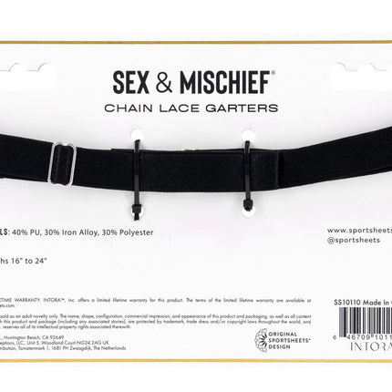Chain Lace Garters - Black