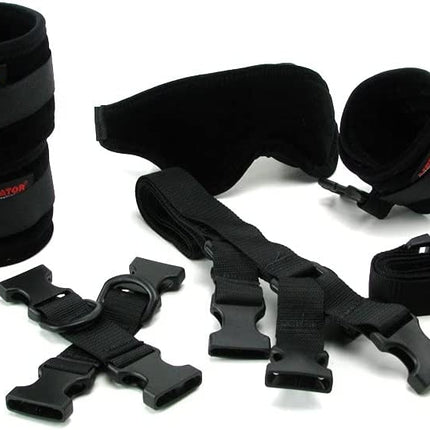 Bed Buckler Tether and Cuff Restraint Kit Black Microfiber