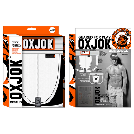 SLINGJOCK upthrust slider-strap jock, WHITE SNOW, LARGE